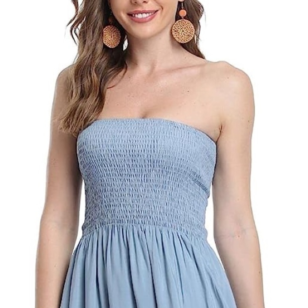 OLD NAVY TIERED RUFFLE MINI SUMMER STRAPLESS DRESS Large - Picture 2 of 5